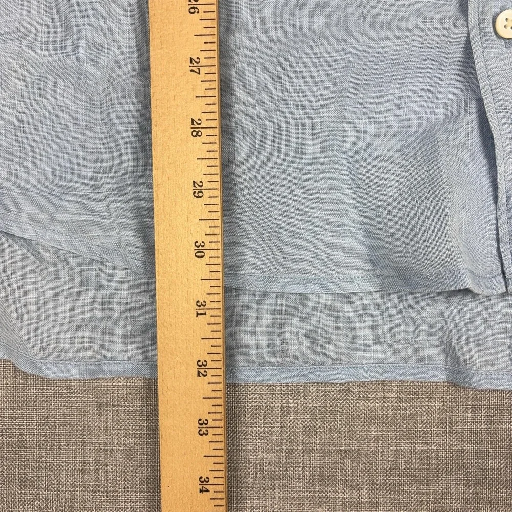 Banana Republic Shirt Mens Large Blue Long Sleeve Linen Button Up Relaxed Fit